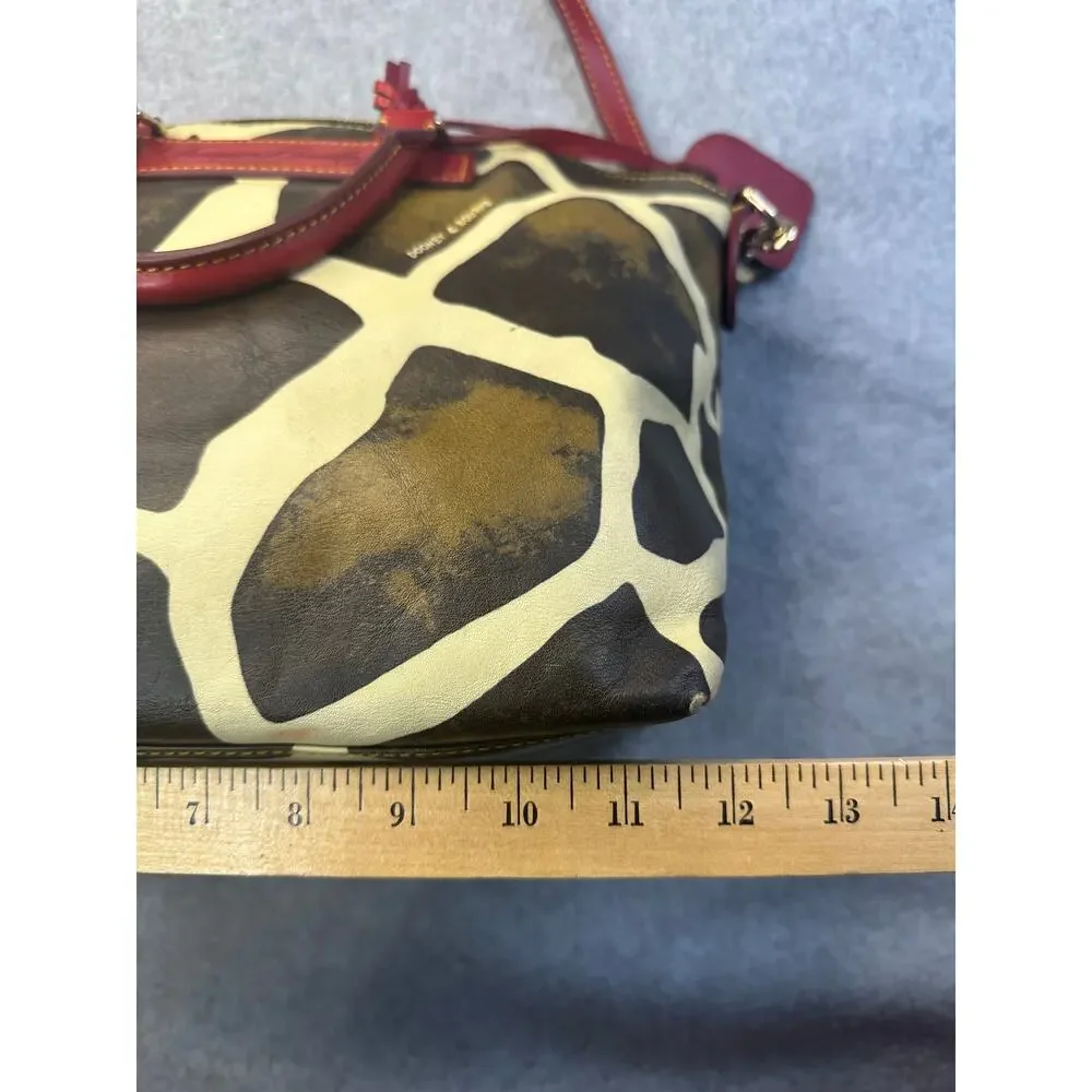 Dooney & Bourke Giraffe Satchel Coated Canvas Red Trim